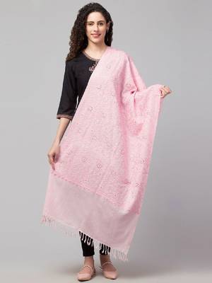 Floral embroidered woolen stole 4
