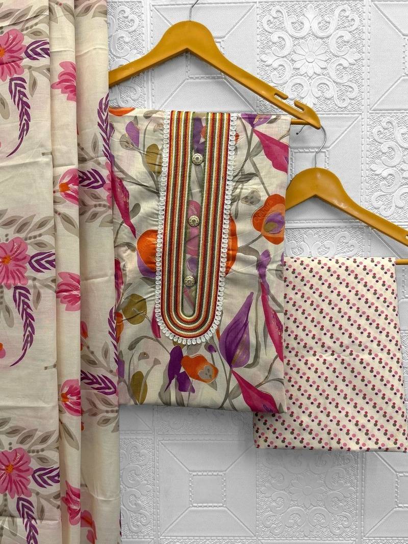 Printed Pure Cotton Unstitched Dress Material