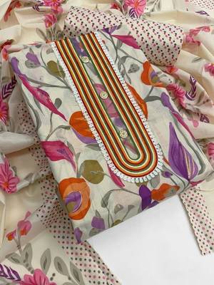 printed cotton unstitched dress material 2