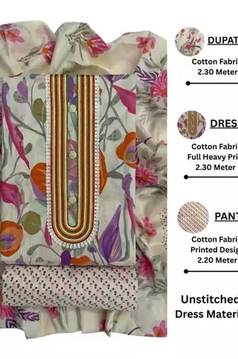 printed cotton unstitched dress material