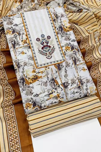 printed cotton unstitched dress material