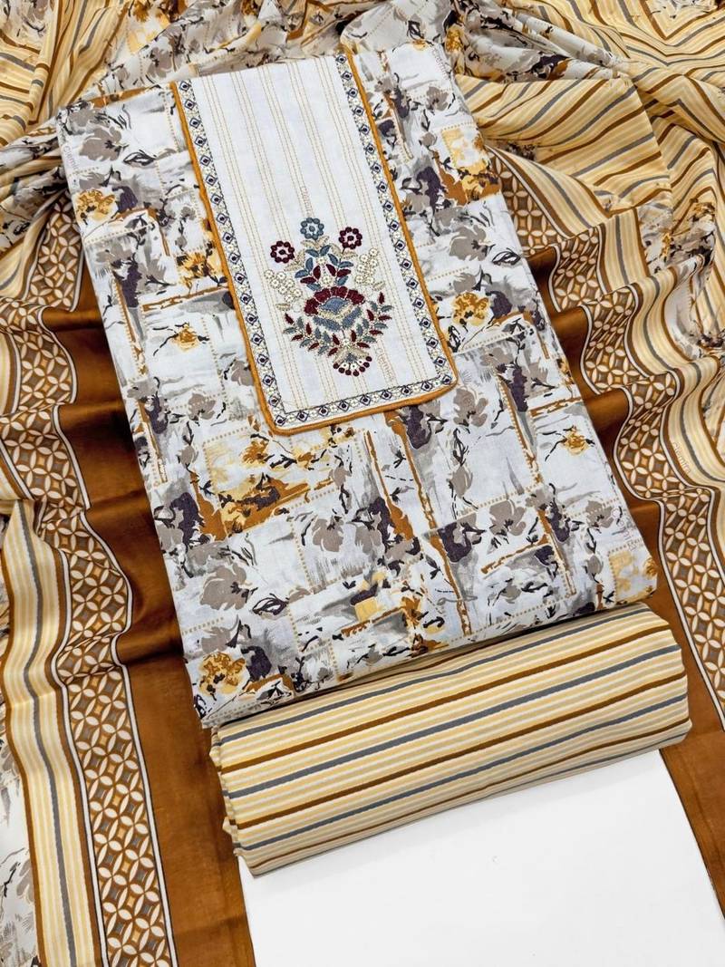 Printed Pure Cotton Unstitched Dress Material