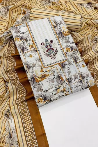 printed cotton unstitched dress material