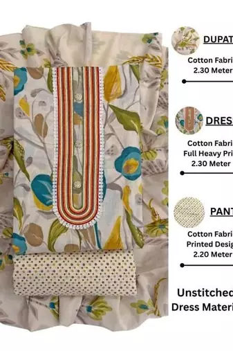 printed cotton unstitched dress material