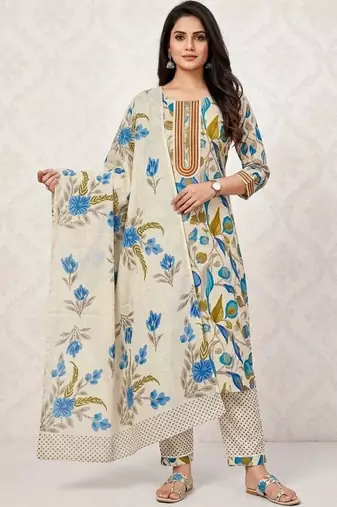 printed cotton unstitched dress material