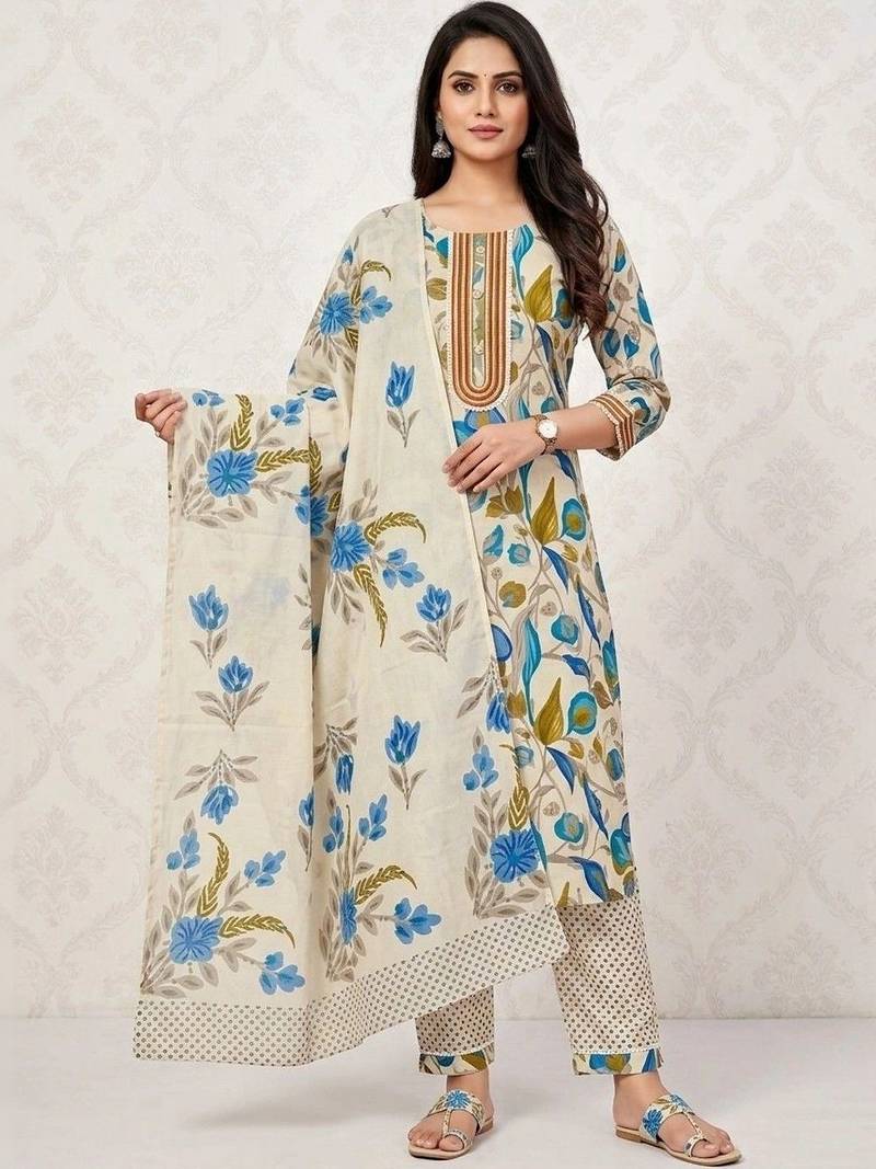 Printed Pure Cotton Unstitched Dress Material