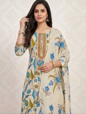 printed cotton unstitched dress material 2