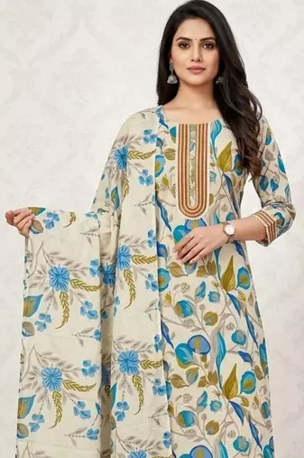 printed cotton unstitched dress material