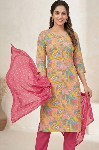 printed cotton unstitched dress material
