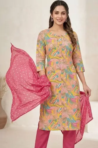 printed cotton unstitched dress material