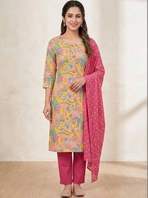 printed cotton unstitched dress material 2