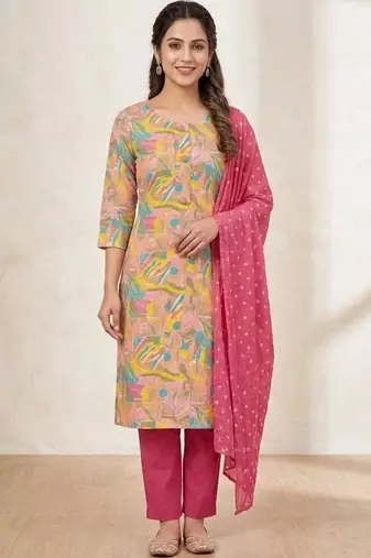 printed cotton unstitched dress material