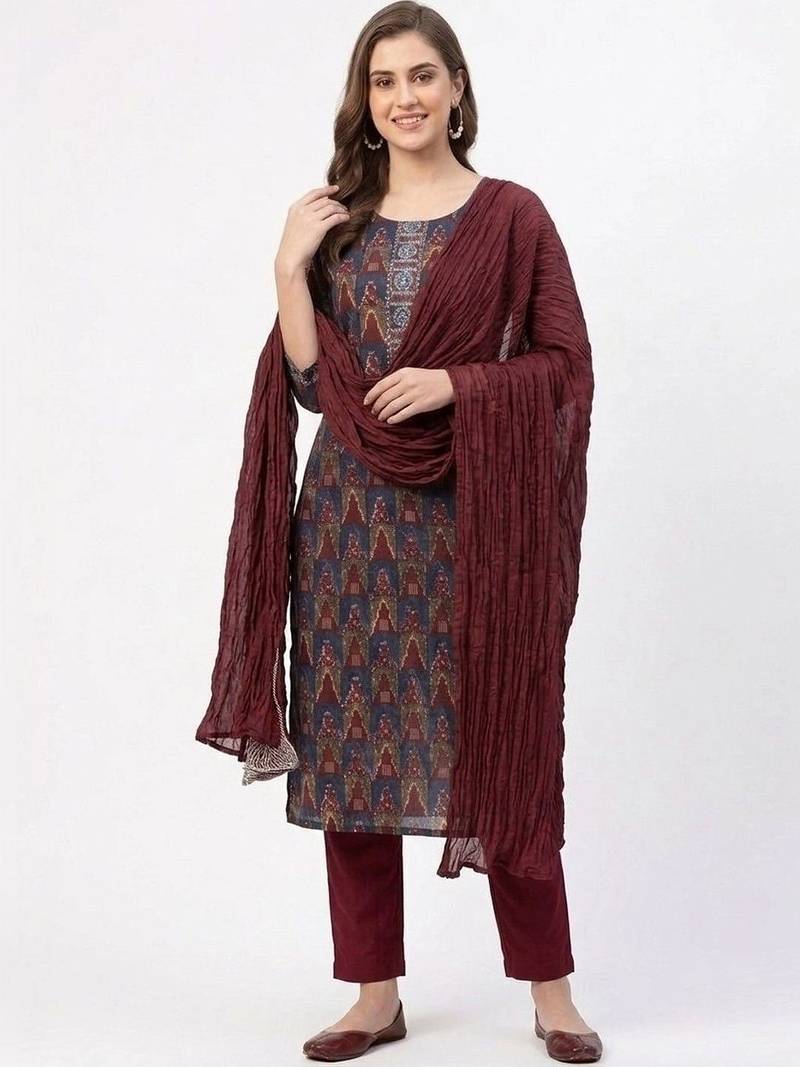 Printed Pure Cotton Unstitched Dress Material