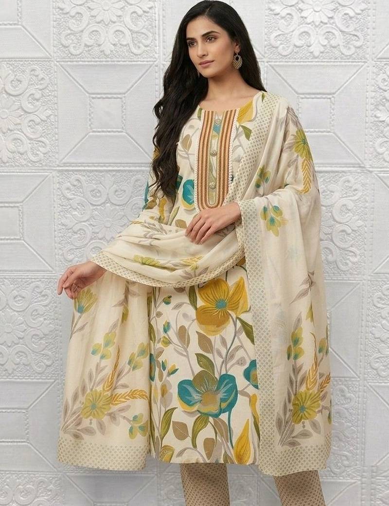 Printed Pure Cotton Unstitched Dress Material