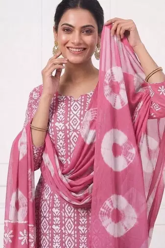 printed cotton unstitched dress material