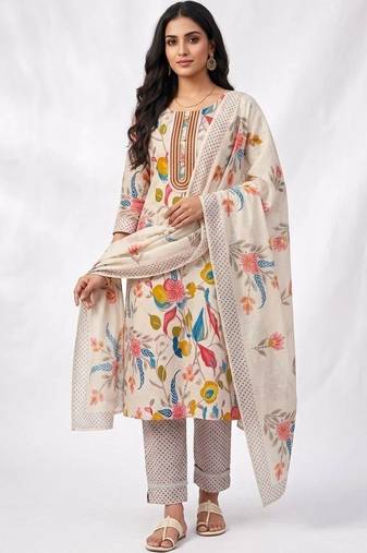 women printed cotton unstitched dress material