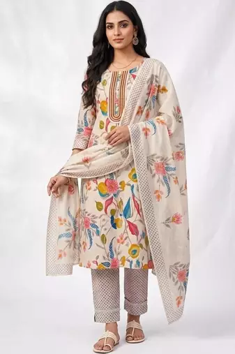 women printed cotton unstitched dress material