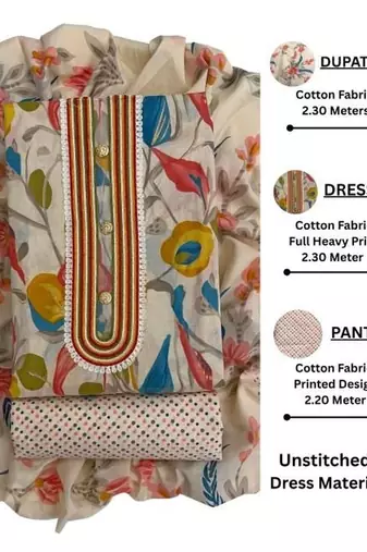 women printed cotton unstitched dress material