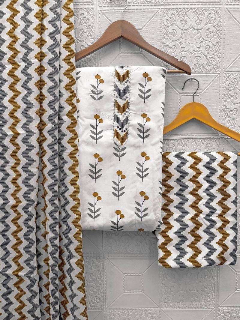 printed cotton unstitched dress material
