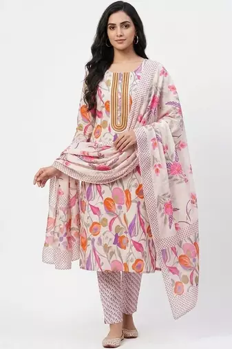 printed cotton unstitched dress material