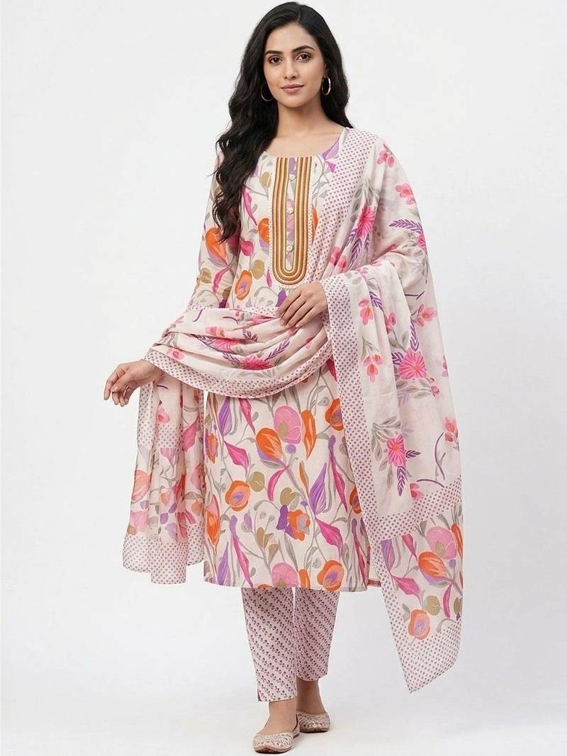 printed cotton unstitched dress material