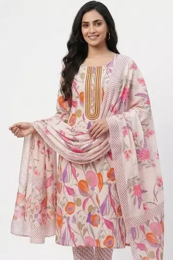 printed cotton unstitched dress material