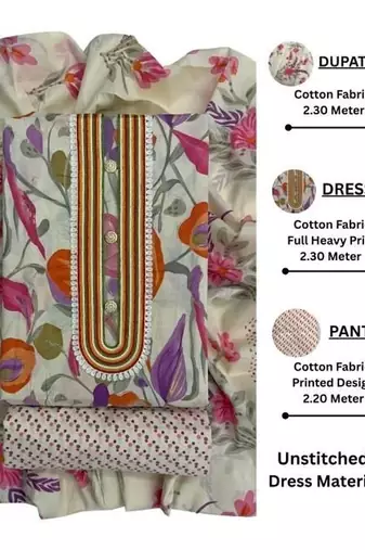 printed cotton unstitched dress material