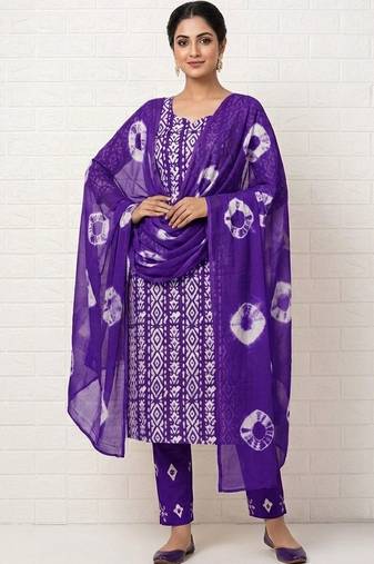 women printed cotton unstitched dress material