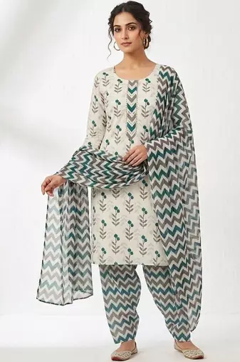 printed cotton unstitched dress material