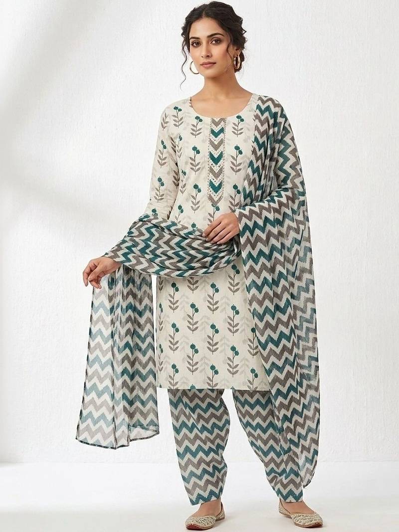 Printed Pure Cotton Unstitched Dress Material