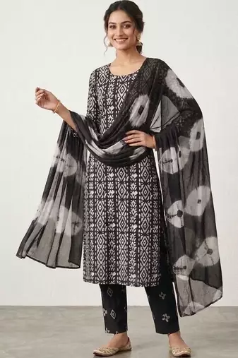 printed cotton unstitched dress material