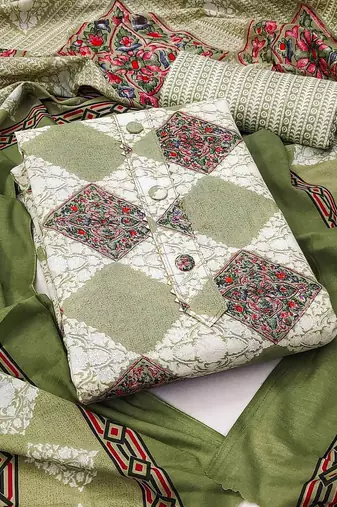 ethnic motifs printed unstitched dress material