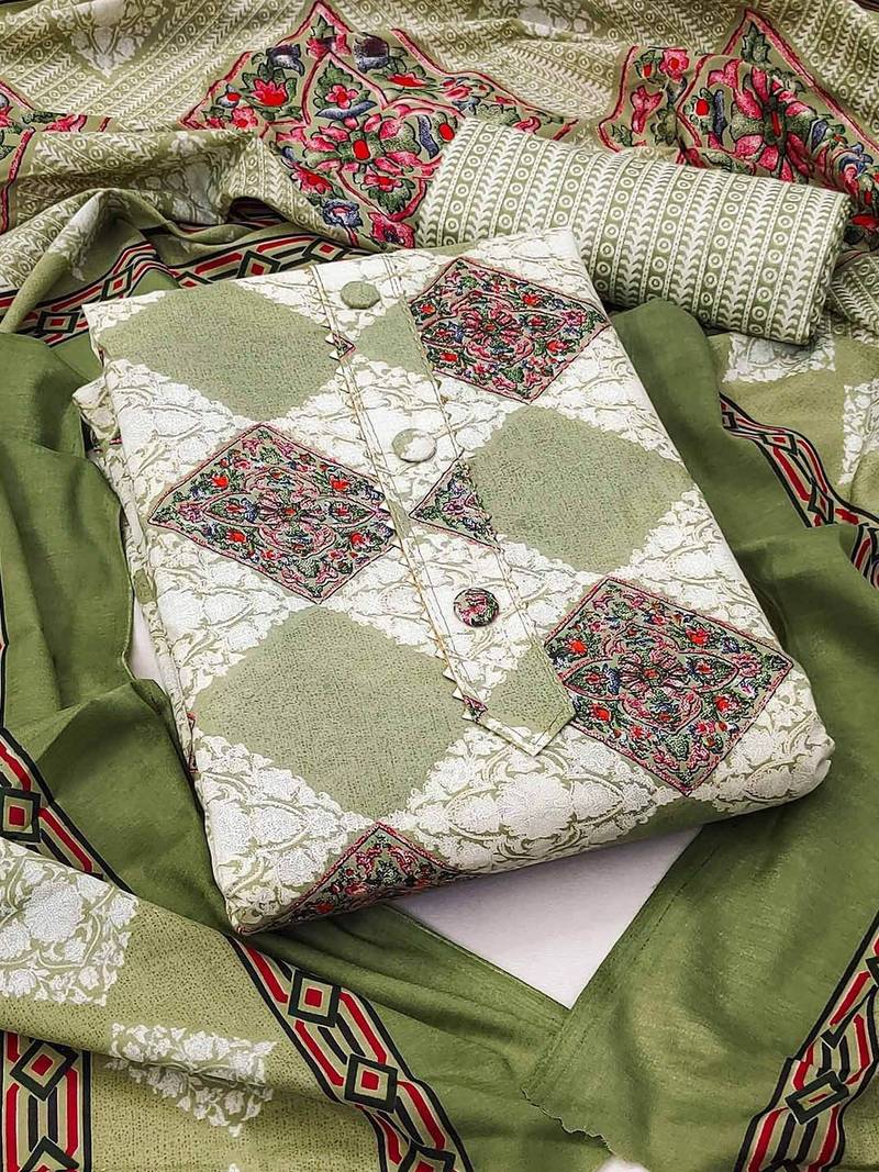 ethnic motifs printed unstitched dress material