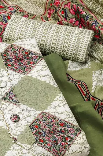 ethnic motifs printed unstitched dress material