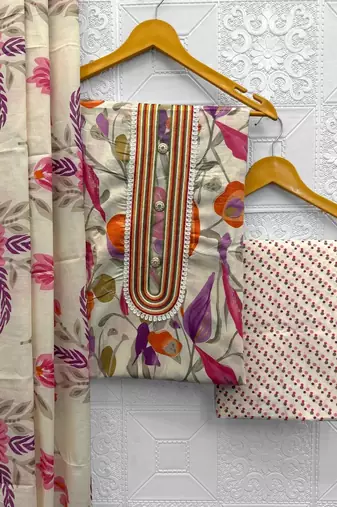 printed cotton unstitched dress material
