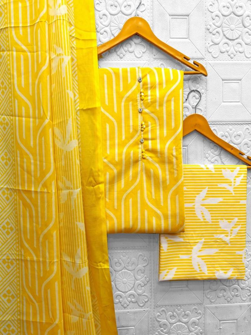 printed cotton unstitched dress material