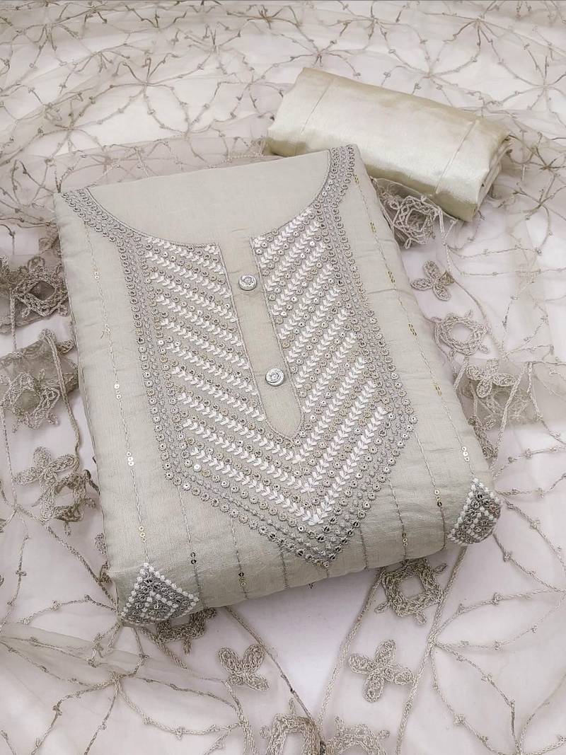 embroidered cotton unstitched dress material