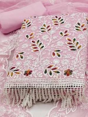 embroidered cotton unstitched dress material 1