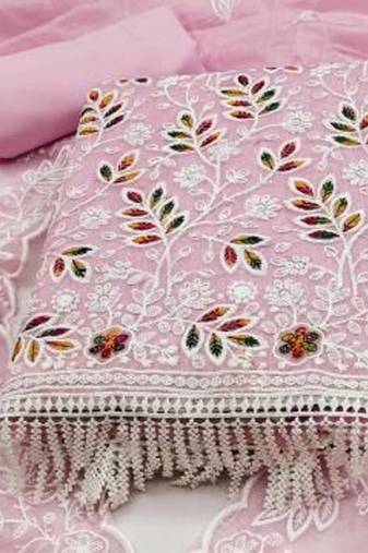 embroidered cotton unstitched dress material