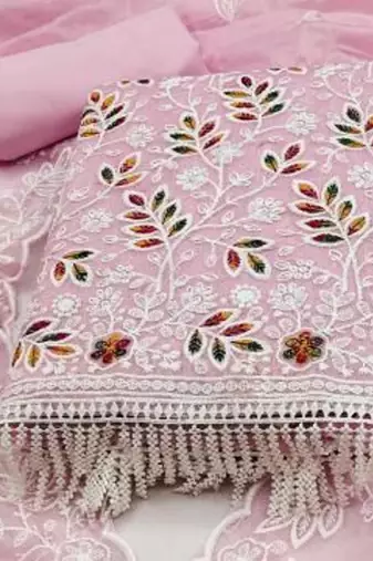 embroidered cotton unstitched dress material