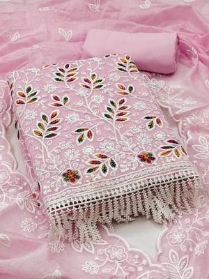 embroidered cotton unstitched dress material 3