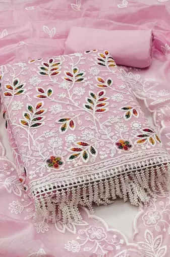 embroidered cotton unstitched dress material