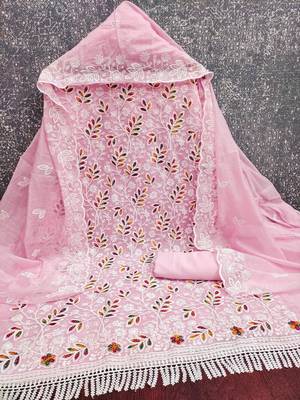 embroidered cotton unstitched dress material 4