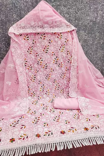 embroidered cotton unstitched dress material