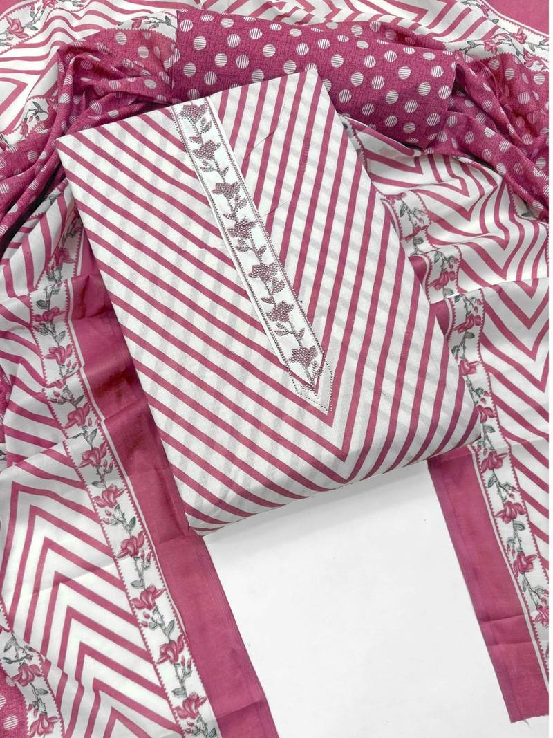printed cotton unstitched dress material