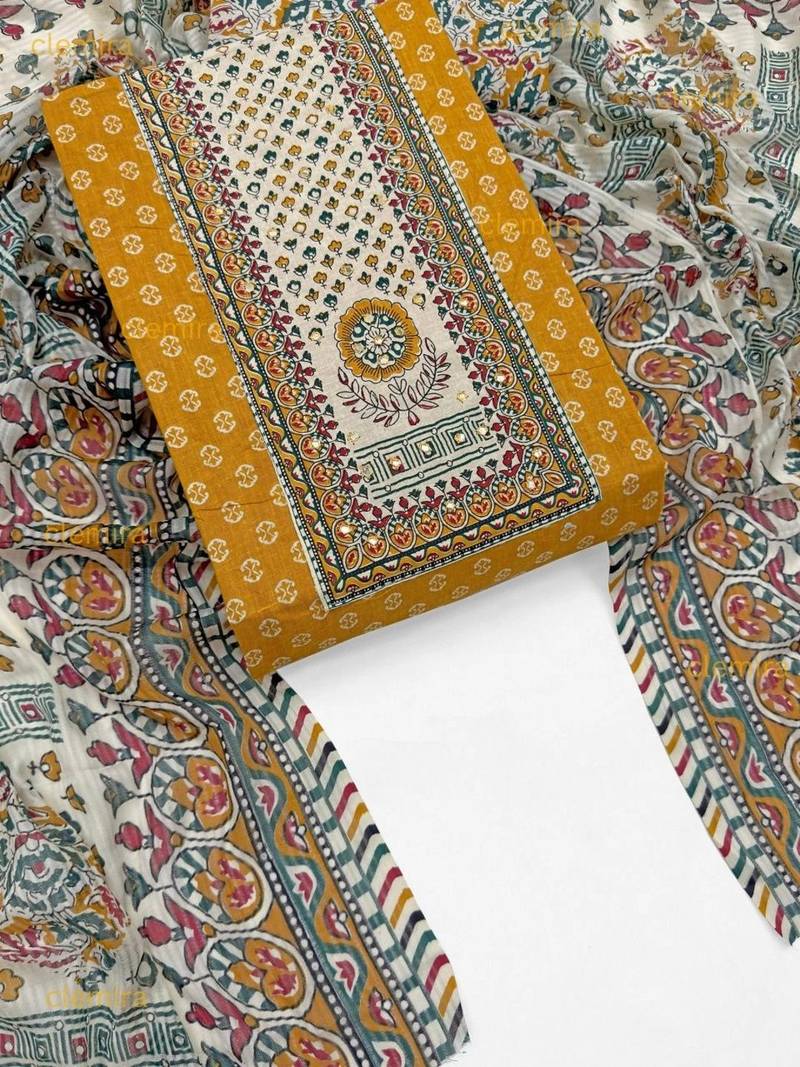 printed cotton unstitched dress material