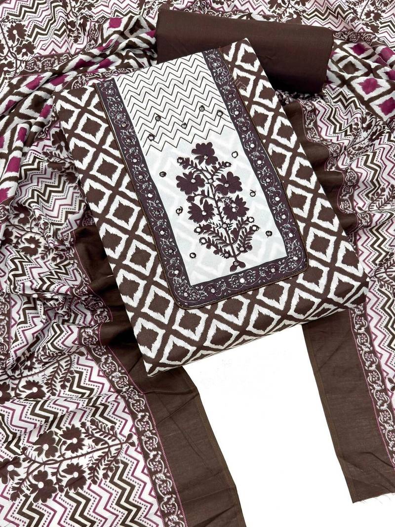 printed cotton unstitched dress material