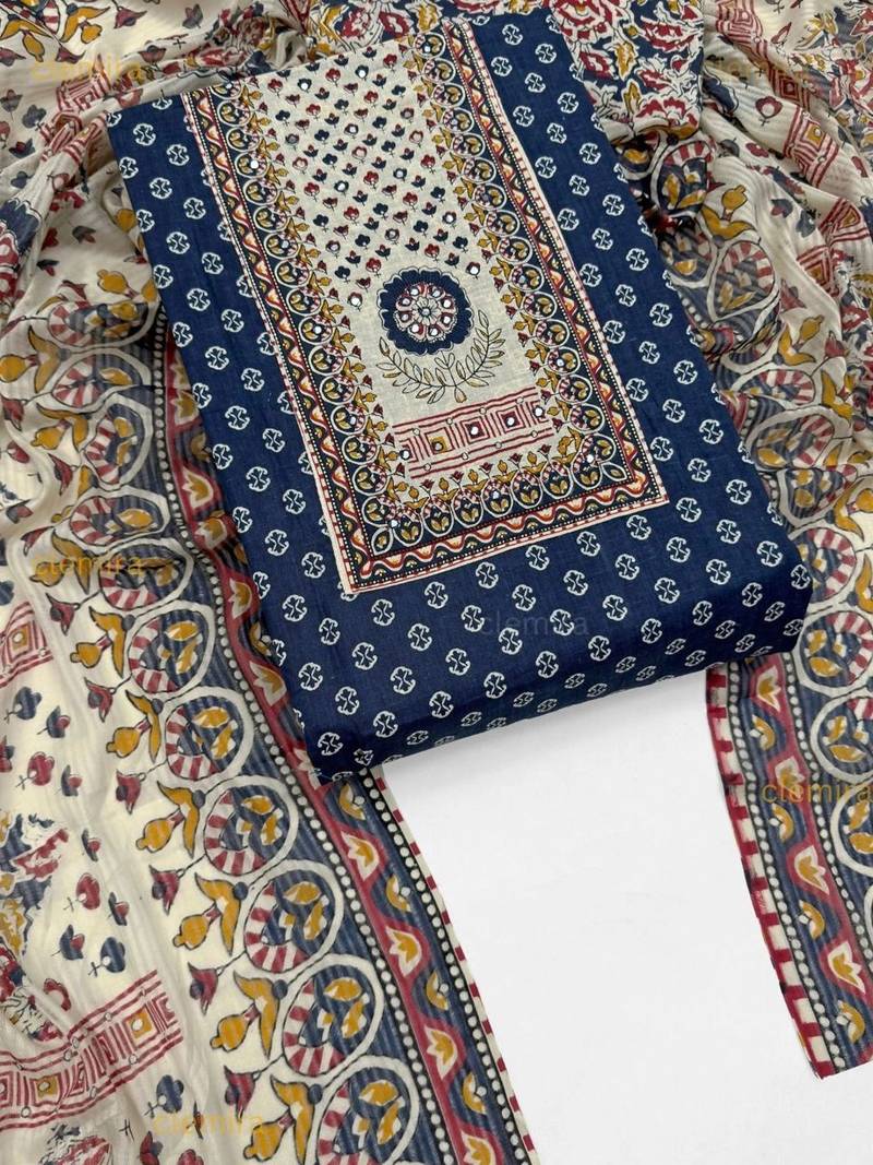 printed cotton unstitched dress material