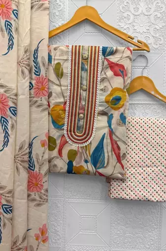 floral printed cotton unstitched dress material