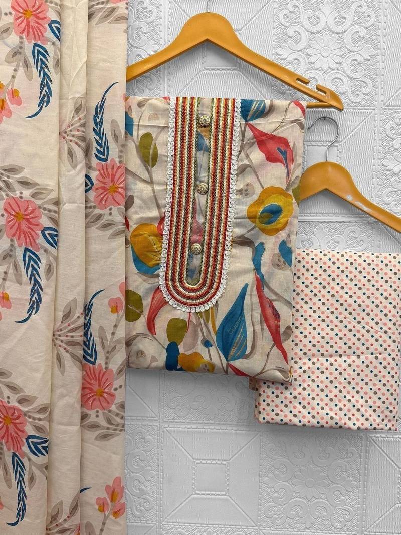 floral printed cotton unstitched dress material